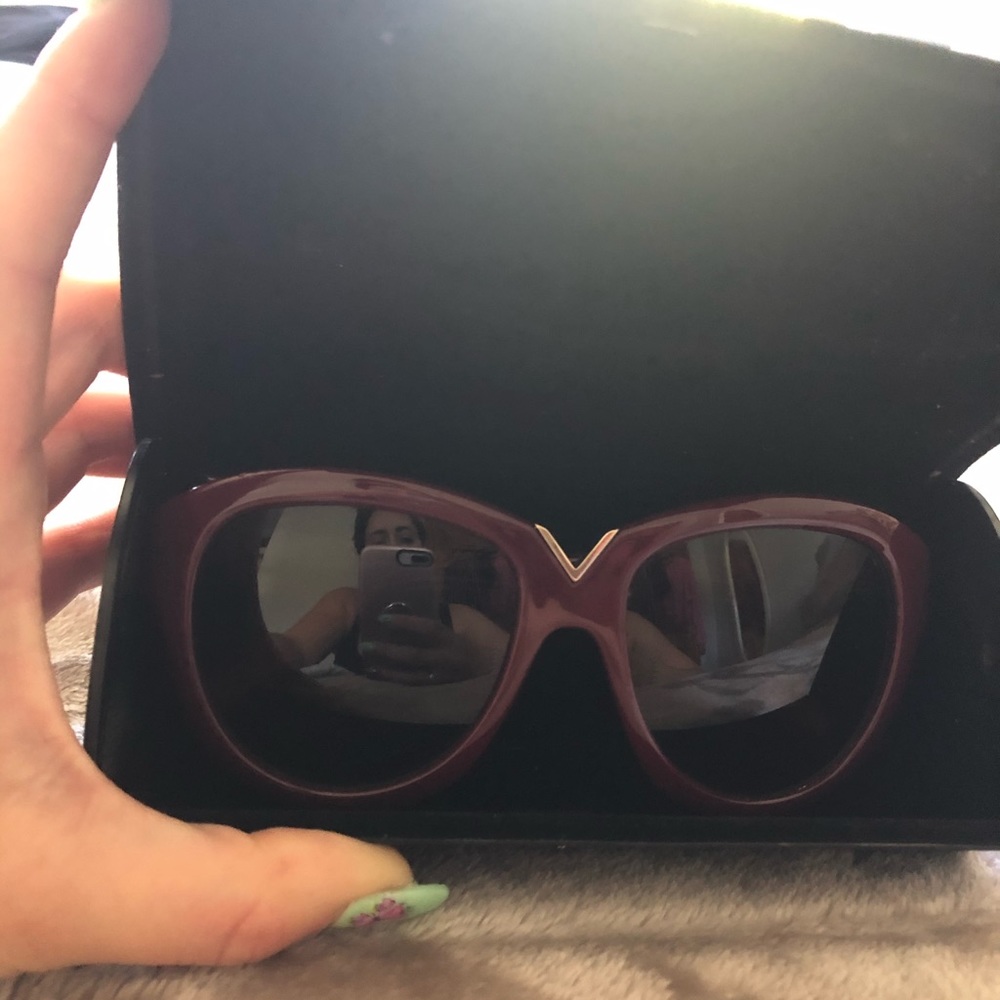 NWOT Valentino Maroon 663S Round Sunglasses - Picture 4 of 7